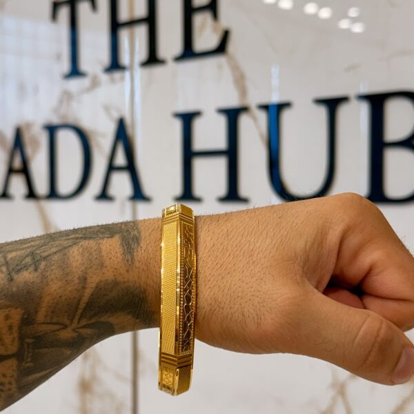 1 Gram Gold Kada| Square Edge Engraved| The Kada Hub|